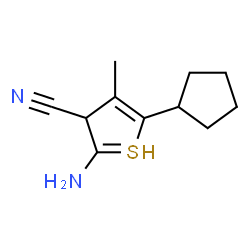 ChemSpider 2D Image | 2-amino-5-cyclopentyl-4-methyl-3H-thiophene-3-carbonitrile | C11H15N2S