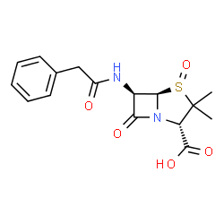 ChemSpider 2D Image | (2S,5R,6R)-3,3-Dimethyl-7-oxo-6-[(phenylacetyl)amino]-4-thia-1-azabicyclo[3.2.0]heptane-2-carboxylic acid 4-oxide | C16H18N2O5S