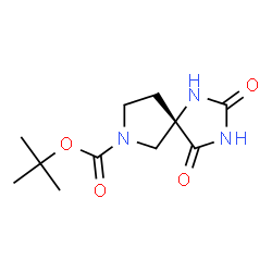 ChemSpider 2D Image | 2-Methyl-2-propanyl (5S)-2,4-dioxo-1,3,7-triazaspiro[4.4]nonane-7-carboxylate | C11H17N3O4