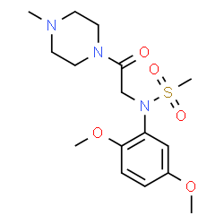 ChemSpider 2D Image | N-(2,5-Dimethoxyphenyl)-N-[2-(4-methyl-1-piperazinyl)-2-oxoethyl]methanesulfonamide | C16H25N3O5S