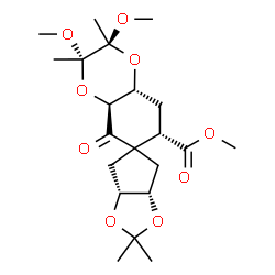 ChemSpider 2D Image | Methyl (2S,3S,3a'R,4aS,6a'S,7S,8aR)-2,3-dimethoxy-2,2',2',3-tetramethyl-5-oxodecahydro-5H-spiro[1,4-benzodioxine-6,5'-cyclopenta[d][1,3]dioxole]-7-carboxylate | C21H32O9