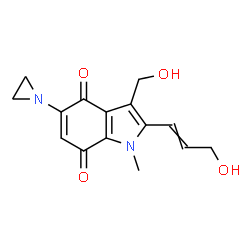 ChemSpider 2D Image | 5-(1-Aziridinyl)-3-(hydroxymethyl)-2-(3-hydroxy-1-propen-1-yl)-1-methyl-1H-indole-4,7-dione | C15H16N2O4