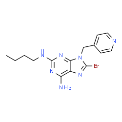 ChemSpider 2D Image | 8-Bromo-N~2~-butyl-9-(4-pyridinylmethyl)-9H-purine-2,6-diamine | C15H18BrN7