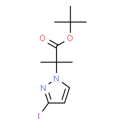 ChemSpider 2D Image | 2-Methyl-2-propanyl 2-(3-iodo-1H-pyrazol-1-yl)-2-methylpropanoate | C11H17IN2O2