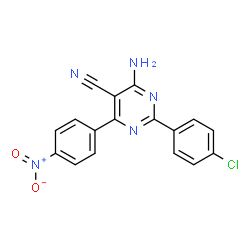ChemSpider 2D Image | 4-Amino-2-(4-chlorophenyl)-6-(4-nitrophenyl)-5-pyrimidinecarbonitrile | C17H10ClN5O2