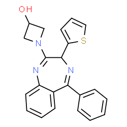 ChemSpider 2D Image | 1-[5-Phenyl-3-(2-thienyl)-3H-1,4-benzodiazepin-2-yl]-3-azetidinol | C22H19N3OS