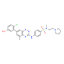 ChemSpider 2D Image | 4-{[7-(2-Chloro-5-hydroxyphenyl)-5-methyl-1,2,4-benzotriazin-3-yl]amino}-N-methyl-N-[2-(1-pyrrolidinyl)ethyl]benzenesulfonamide | C27H29ClN6O3S
