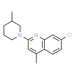 ChemSpider 2D Image | 7-Chloro-4-methyl-2-(3-methyl-1-piperidinyl)quinoline | C16H19ClN2