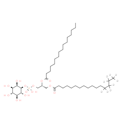 ChemSpider 2D Image | [(2R)-2-hexadecanoyloxy-3-[hydroxy-[(2R,3S,5R,6R)-2,3,4,5,6-pentahydroxycyclohexoxy]phosphoryl]oxy-propyl] 13,13,14,14,15,15,16,16,16-nonadeuteriohexadecanoate | C41H70D9O13P