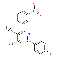 ChemSpider 2D Image | 4-Amino-2-(4-chlorophenyl)-6-(3-nitrophenyl)-5-pyrimidinecarbonitrile | C17H10ClN5O2