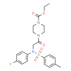 ChemSpider 2D Image | Ethyl 4-{N-(4-fluorophenyl)-N-[(4-methylphenyl)sulfonyl]glycyl}-1-piperazinecarboxylate | C22H26FN3O5S