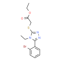 ChemSpider 2D Image | Ethyl {[5-(2-bromophenyl)-4-ethyl-4H-1,2,4-triazol-3-yl]sulfanyl}acetate | C14H16BrN3O2S