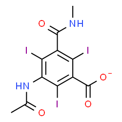ChemSpider 2D Image | 3-Acetamido-2,4,6-triiodo-5-(methylcarbamoyl)benzoate | C11H8I3N2O4