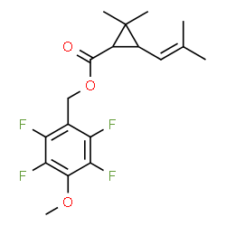 ChemSpider 2D Image | 2,3,5,6-Tetrafluoro-4-methoxybenzyl 2,2-dimethyl-3-(2-methyl-1-propen-1-yl)cyclopropanecarboxylate | C18H20F4O3