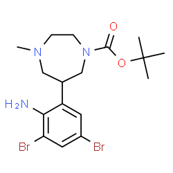 ChemSpider 2D Image | 2-Methyl-2-propanyl 6-(2-amino-3,5-dibromophenyl)-4-methyl-1,4-diazepane-1-carboxylate | C17H25Br2N3O2