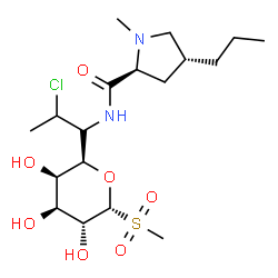 ChemSpider 2D Image | (1R,5R)-1,5-Anhydro-5-[(1S)-2-chloro-1-{[(4R)-1-methyl-4-propyl-L-prolyl]amino}propyl]-1-(methylsulfonyl)-L-arabinitol | C18H33ClN2O7S