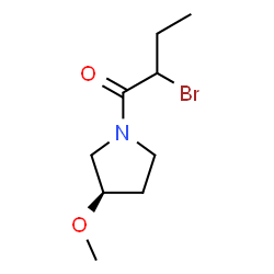 ChemSpider 2D Image | 2-Bromo-1-[(3R)-3-methoxy-1-pyrrolidinyl]-1-butanone | C9H16BrNO2