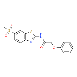 ChemSpider 2D Image | N-[6-(Methylsulfonyl)-1,3-benzothiazol-2-yl]-2-phenoxyacetamide | C16H14N2O4S2