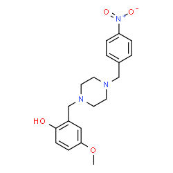 ChemSpider 2D Image | 4-Methoxy-2-{[4-(4-nitrobenzyl)-1-piperazinyl]methyl}phenol | C19H23N3O4