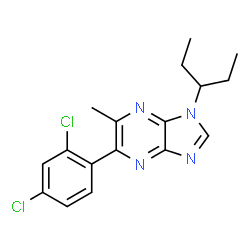 ChemSpider 2D Image | 5-(2,4-Dichlorophenyl)-6-methyl-1-(3-pentanyl)-1H-imidazo[4,5-b]pyrazine | C17H18Cl2N4