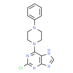 ChemSpider 2D Image | 2-Chloro-6-(4-phenyl-1-piperazinyl)-7H-purine | C15H15ClN6