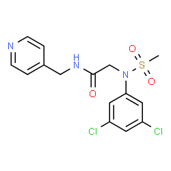 ChemSpider 2D Image | N~2~-(3,5-Dichlorophenyl)-N~2~-(methylsulfonyl)-N-(4-pyridinylmethyl)glycinamide | C15H15Cl2N3O3S