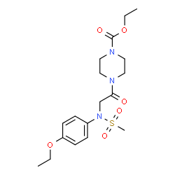 ChemSpider 2D Image | Ethyl 4-[N-(4-ethoxyphenyl)-N-(methylsulfonyl)glycyl]-1-piperazinecarboxylate | C18H27N3O6S