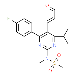 ChemSpider 2D Image | N-{4-(4-Fluorophenyl)-6-isopropyl-5-[(1E)-3-oxo-1-propen-1-yl]-2-pyrimidinyl}-N-methylmethanesulfonamide | C18H20FN3O3S