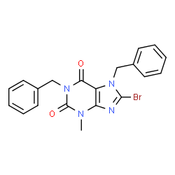 ChemSpider 2D Image | 1,7-Dibenzyl-8-bromo-3-methyl-3,7-dihydro-purine-2,6-dione | C20H17BrN4O2