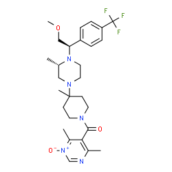 ChemSpider 2D Image | (4,6-Dimethyl-1-oxido-5-pyrimidinyl){4-[(3S)-4-{(1R)-2-methoxy-1-[4-(trifluoromethyl)phenyl]ethyl}-3-methyl-1-piperazinyl]-4-methyl-1-piperidinyl}methanone | C28H38F3N5O3