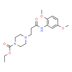 ChemSpider 2D Image | Ethyl 4-{3-[(2,5-dimethoxyphenyl)amino]-3-oxopropyl}-1-piperazinecarboxylate | C18H27N3O5