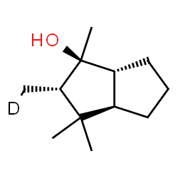 ChemSpider 2D Image | (1S,2S,3aR,6aR)-1,3,3-Trimethyl-2-(~2~H_1_)methyloctahydro-1-pentalenol | C12H21DO