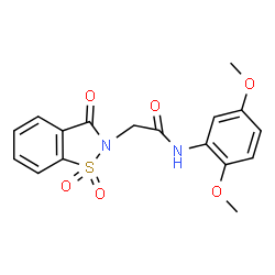 ChemSpider 2D Image | N-(2,5-Dimethoxyphenyl)-2-(1,1-dioxido-3-oxo-1,2-benzothiazol-2(3H)-yl)acetamide | C17H16N2O6S