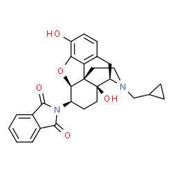 ChemSpider 2D Image | 2-[(5beta,6beta)-17-(Cyclopropylmethyl)-3,14-dihydroxy-4,5-epoxymorphinan-6-yl]-1H-isoindole-1,3(2H)-dione | C28H28N2O5