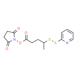 ChemSpider 2D Image | 1-{[4-(2-Pyridinyldisulfanyl)pentanoyl]oxy}-2,5-pyrrolidinedione | C14H16N2O4S2