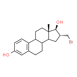 ChemSpider 2D Image | (8xi,9xi,14xi,16alpha,17beta)-16-(Bromomethyl)estra-1,3,5(10)-triene-3,17-diol | C19H25BrO2
