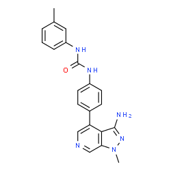 ChemSpider 2D Image | 1-[4-(3-Amino-1-methyl-1H-pyrazolo[3,4-c]pyridin-4-yl)phenyl]-3-(3-methylphenyl)urea | C21H20N6O