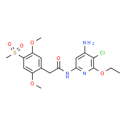 ChemSpider 2D Image | N-(4-Amino-5-chloro-6-ethoxy-2-pyridinyl)-2-[2,5-dimethoxy-4-(methylsulfonyl)phenyl]acetamide | C18H22ClN3O6S