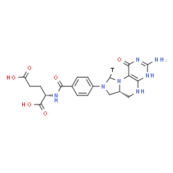 ChemSpider 2D Image | N-{4-[(6aR)-3-Amino-1-oxo(9-~3~H_1_)-1,4,5,6,6a,7-hexahydroimidazo[1,5-f]pteridin-8(9H)-yl]benzoyl}-L-glutamic acid | C20H22TN7O6