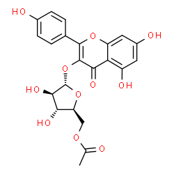 ChemSpider 2D Image | 5,7-Dihydroxy-2-(4-hydroxyphenyl)-4-oxo-4H-chromen-3-yl 5-O-acetyl-alpha-L-arabinofuranoside | C22H20O11