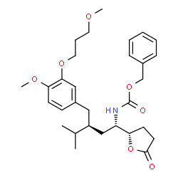 ChemSpider 2D Image | Benzyl {(1S,3S)-3-[4-methoxy-3-(3-methoxypropoxy)benzyl]-4-methyl-1-[(2S)-5-oxotetrahydro-2-furanyl]pentyl}carbamate | C30H41NO7