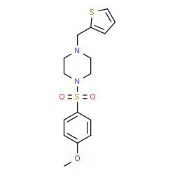 ChemSpider 2D Image | 1-[(4-Methoxyphenyl)sulfonyl]-4-(2-thienylmethyl)piperazine | C16H20N2O3S2