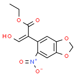 ChemSpider 2D Image | Ethyl (2Z)-3-hydroxy-2-(6-nitro-1,3-benzodioxol-5-yl)acrylate | C12H11NO7