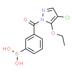 ChemSpider 2D Image | {3-[(4-Chloro-5-ethoxy-1H-pyrazol-1-yl)carbonyl]phenyl}boronic acid | C12H12BClN2O4