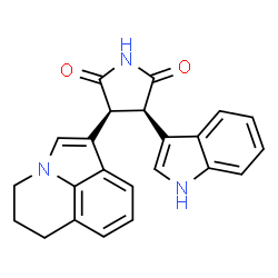 ChemSpider 2D Image | (3S,4R)-3-(5,6-Dihydro-4H-pyrrolo[3,2,1-ij]quinolin-1-yl)-4-(1H-indol-3-yl)-2,5-pyrrolidinedione | C23H19N3O2