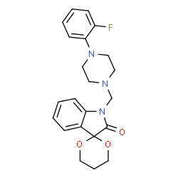 ChemSpider 2D Image | 1'-{[4-(2-Fluorophenyl)-1-piperazinyl]methyl}spiro[1,3-dioxane-2,3'-indol]-2'(1'H)-one | C22H24FN3O3