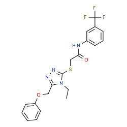 ChemSpider 2D Image | 2-{[4-Ethyl-5-(phenoxymethyl)-4H-1,2,4-triazol-3-yl]sulfanyl}-N-[3-(trifluoromethyl)phenyl]acetamide | C20H19F3N4O2S