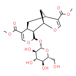 ChemSpider 2D Image | Dimethyl (1R,2S,3R,7S,9R)-3-(beta-D-glucopyranosyloxy)-4,12-dioxatricyclo[7.3.1.0~2,7~]trideca-5,10-diene-6,10-dicarboxylate | C21H28O12