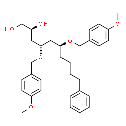 ChemSpider 2D Image | (2S,4R,6S)-4,6-Bis[(4-methoxybenzyl)oxy]-10-phenyl-1,2-decanediol | C32H42O6