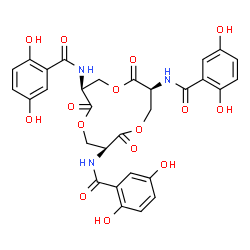 ChemSpider 2D Image | N,N',N''-[(3S,7S,11S)-2,6,10-Trioxo-1,5,9-trioxacyclododecane-3,7,11-triyl]tris(2,5-dihydroxybenzamide) | C30H27N3O15